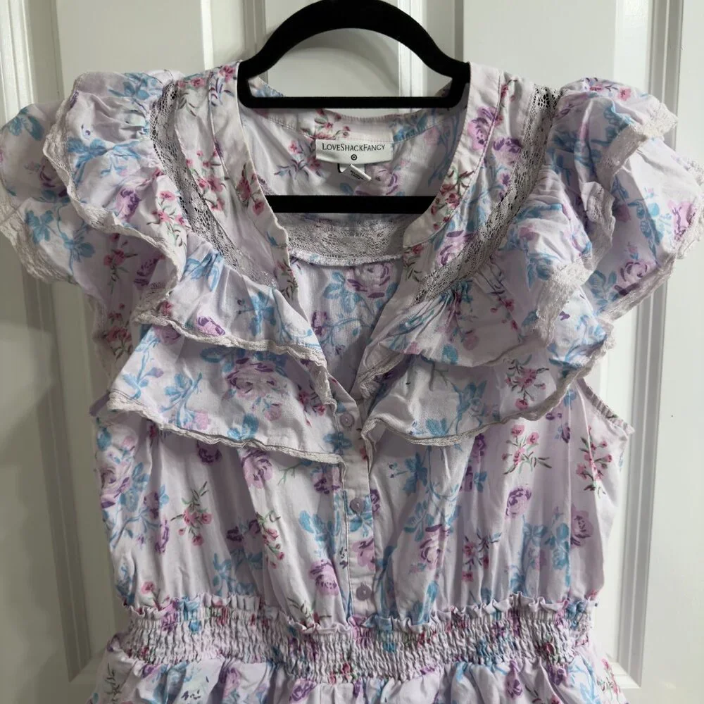 LoveShackFancy x Target LSF Light Purple Lou Mini Sun Dress 100% Cotton L Large - Picture 4 of 16